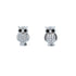 Adorned with small, sparkling crystals, the Cute Owl Zirconia Stones Stud Earrings are crafted from white gold filled and feature exquisite detailing. Each owl has finely detailed wings, a round body decorated with zirconia stones, and striking black gemstone eyes. The earrings are displayed against a simple white background.